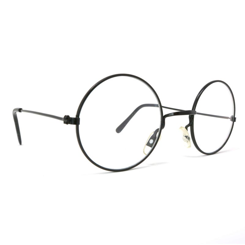 Skeleteen Round Wizard Costume Glasses - Black Metal Frame Circular Costume Eyeglasses - 1 Pair - Image 5